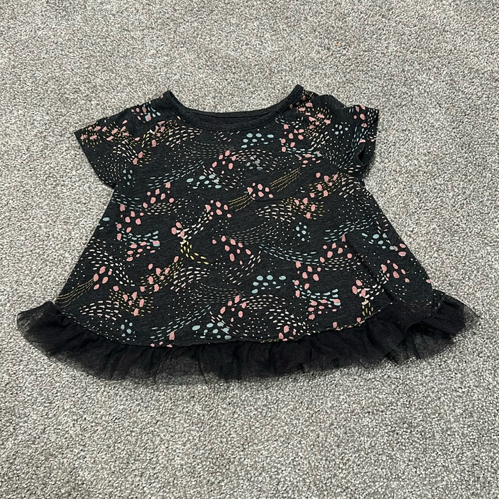 Tucker + Tate Patterned print shirt sleeve shirt‎ with tulle hem 3T